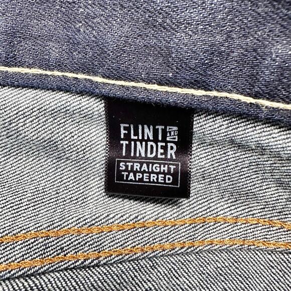 Flint & Tinder | Men | Dark Straight Tapered Stretch Selvedge Denim Jeans | 30 - Picture 7 of 13